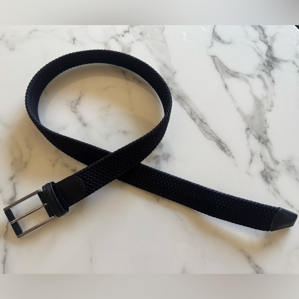 Men's Black Woven Stretch Belt - Unbranded